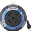 Prolunga con avvolgicavo 5 m con 4 prese bivalenti e 2 USB