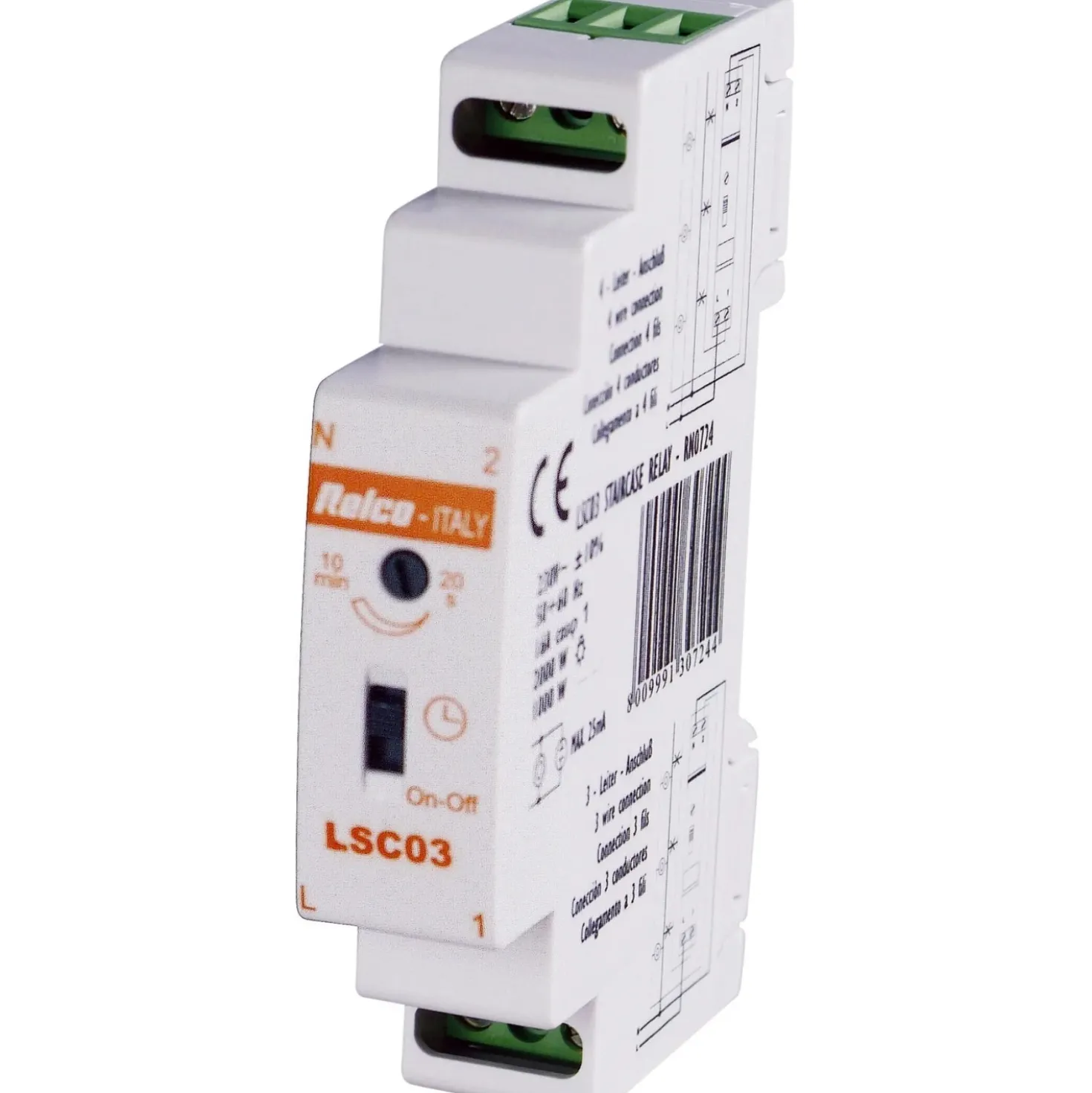 Relè luce 16 A 230 V~ per guida DIN, 1 modulo grigio