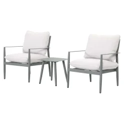 Salotto da balcone Claremont in acciaio e textilene beige 2 posti