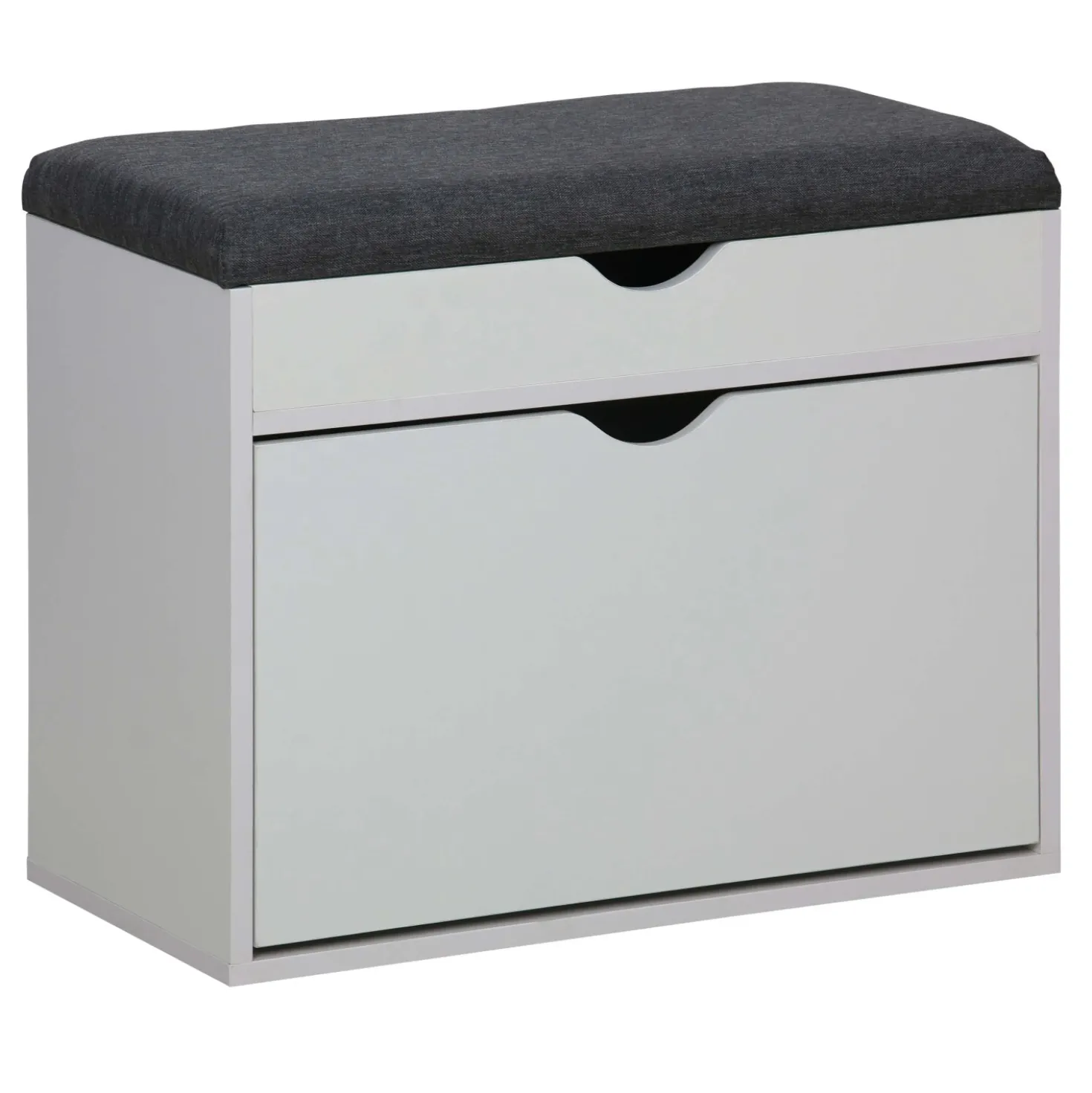 Scarpiera panca con scomparto superiore e cuscino 60x30 cm H 50 cm bianco