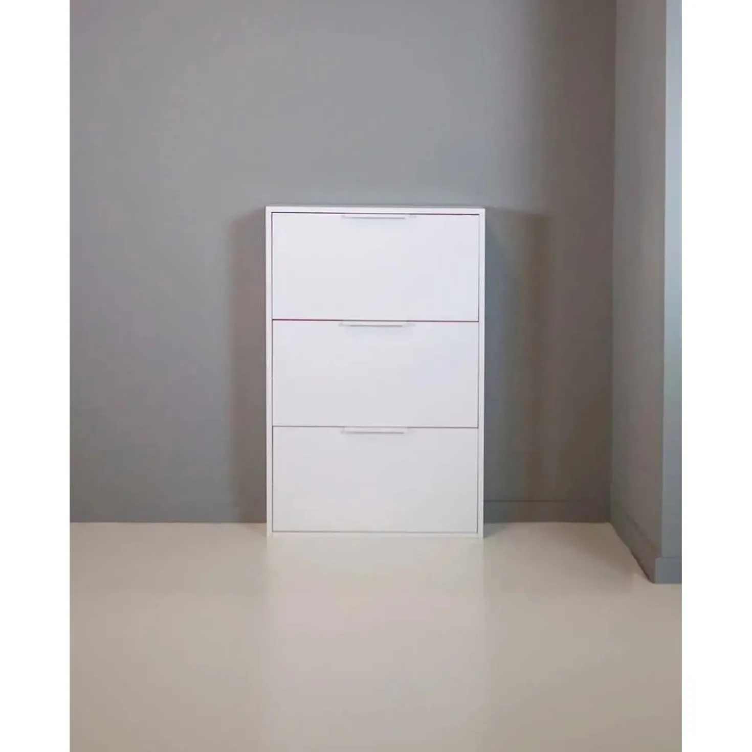 Scarpiera 3 ribalte 106x65x15 cm bianco