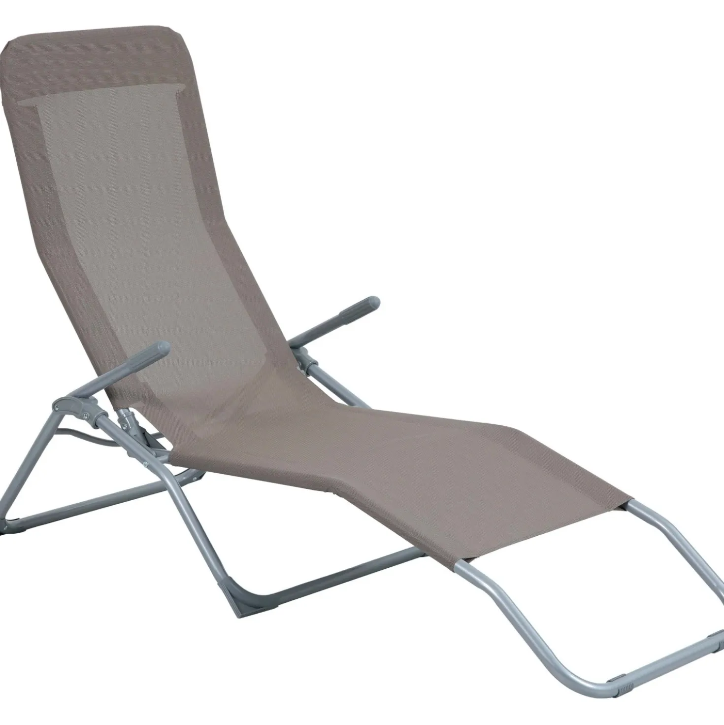 Sedia a sdraio reclinabile con braccioli Pando Lazy taupe