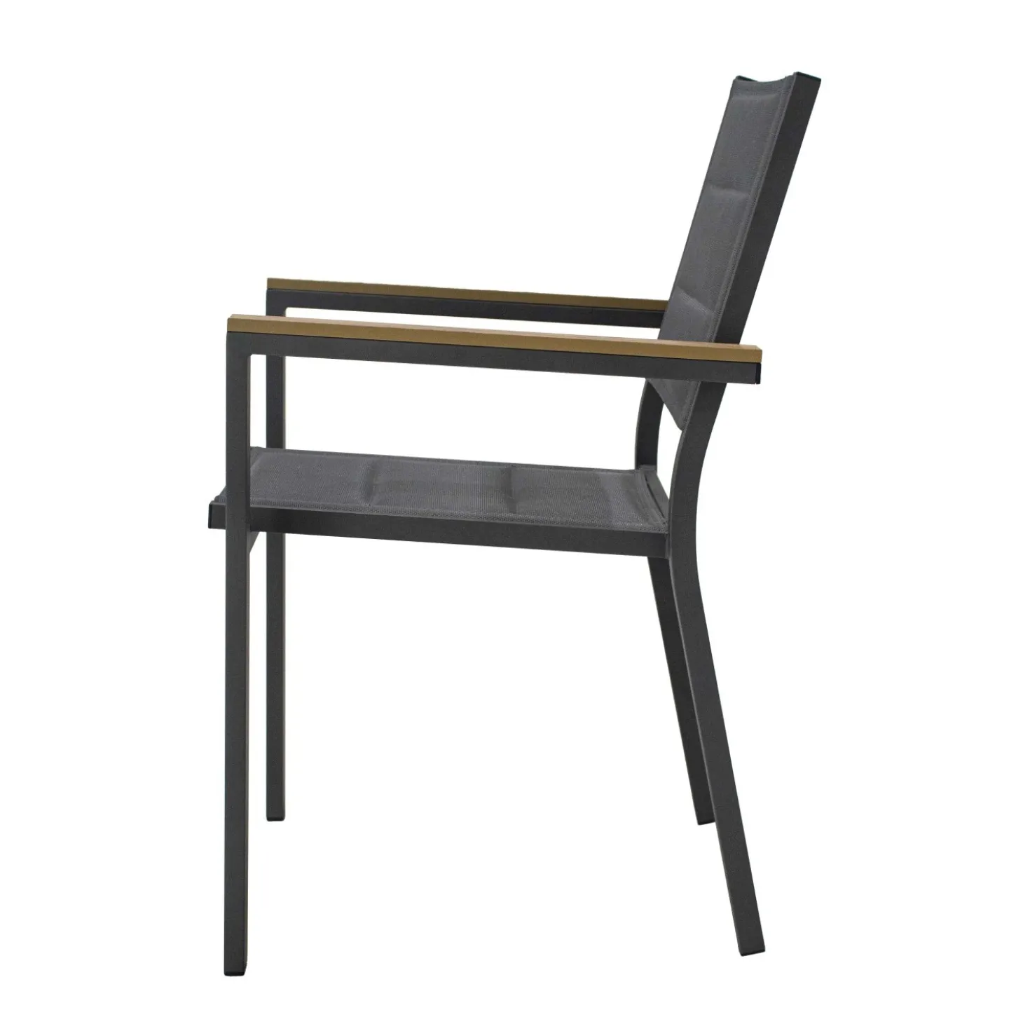 Sedia da giardino impilabile con braccioli Santorini in alluminio antracite
