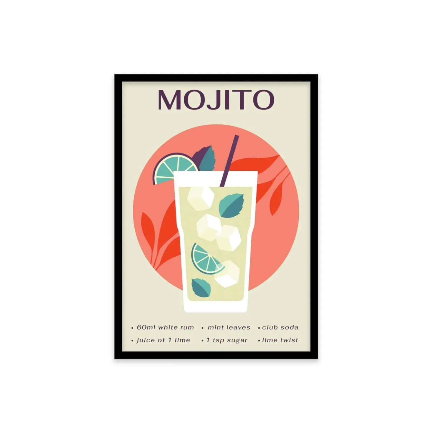 Stampa incorniciata 25x35 cm mojito