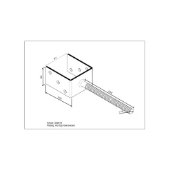 Supporto per palo a U da incementare con barra scanalata L 91 mm