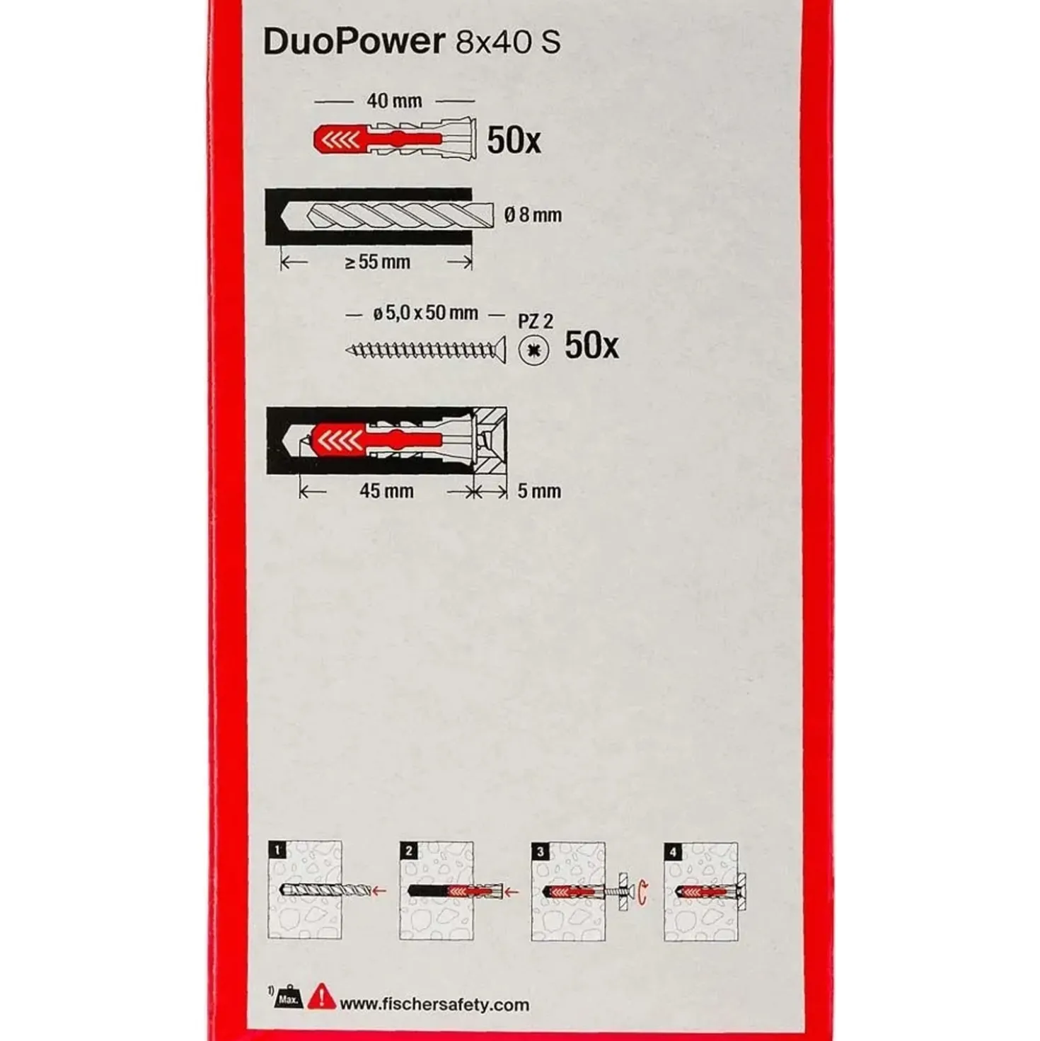 Tassello universale DuoPower con vite Ø 8 mm 50 pz
