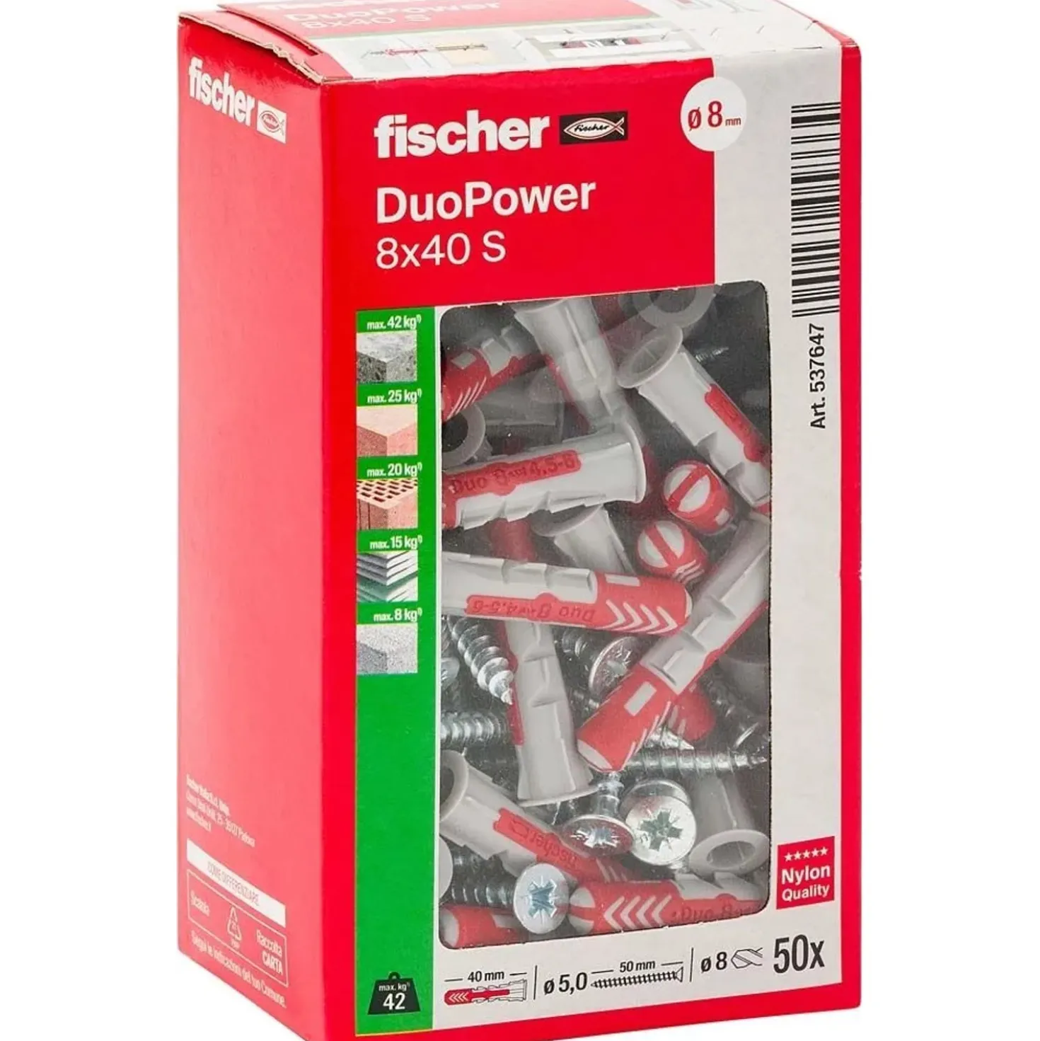 Tassello universale DuoPower con vite Ø 8 mm 50 pz
