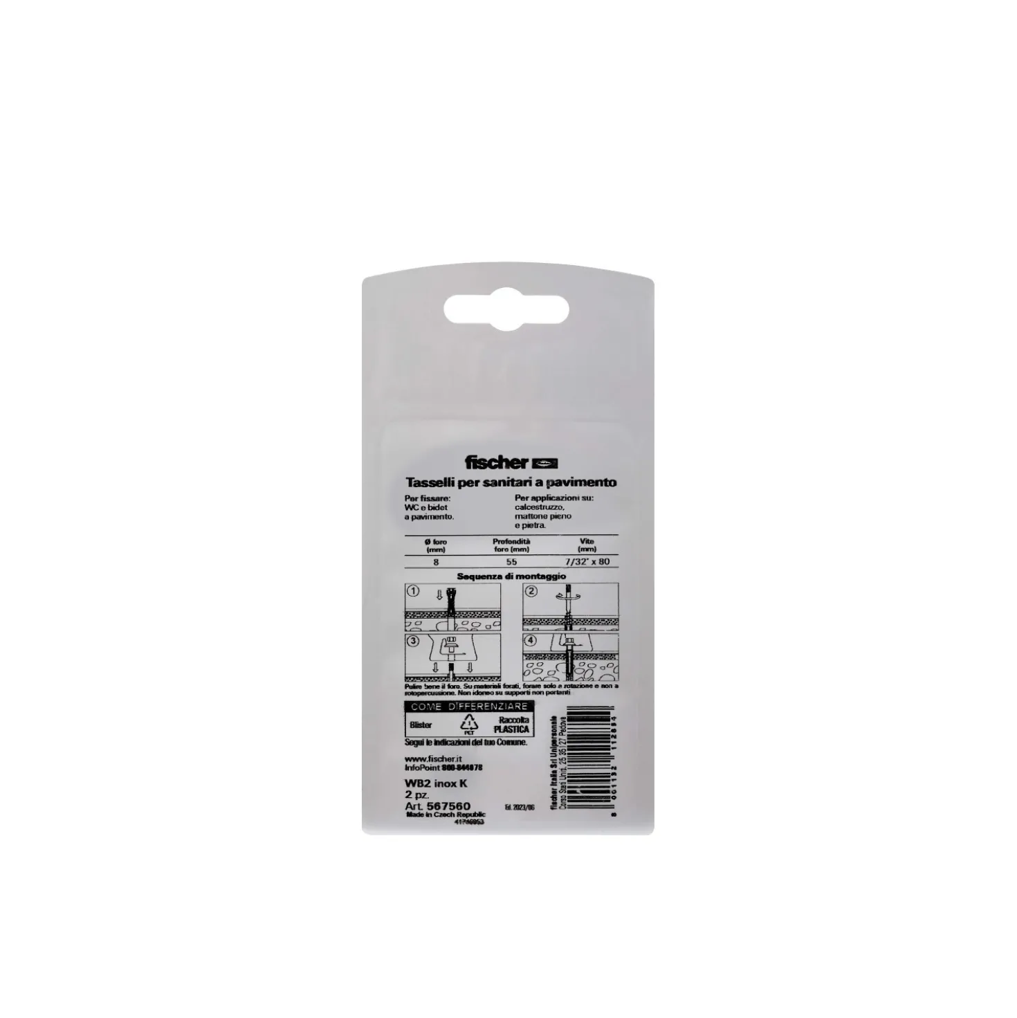 Tassello universale Fischer WB Ø 8 mm 8 pz