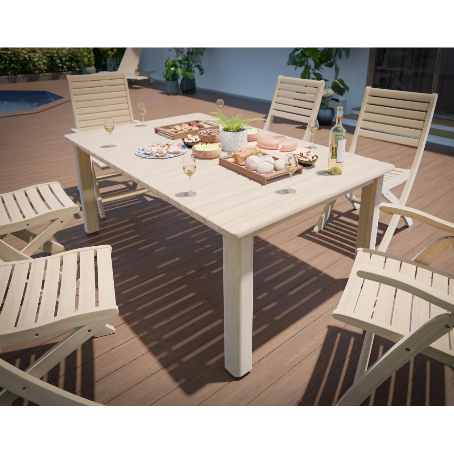 Tavolo da giardino Canston in legno di acacia 180x100x77 cm