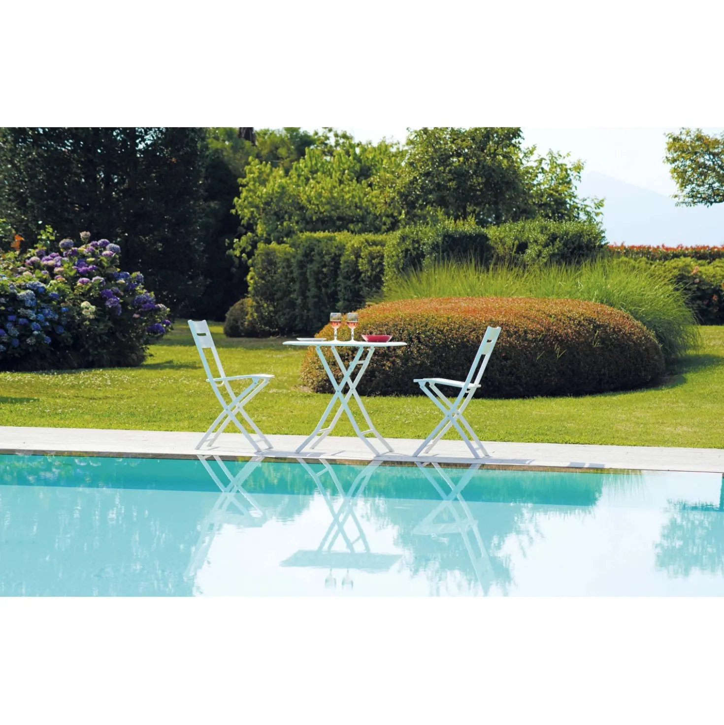 Tavolo pieghevole da giardino in alluminio bianco 60x60 cm