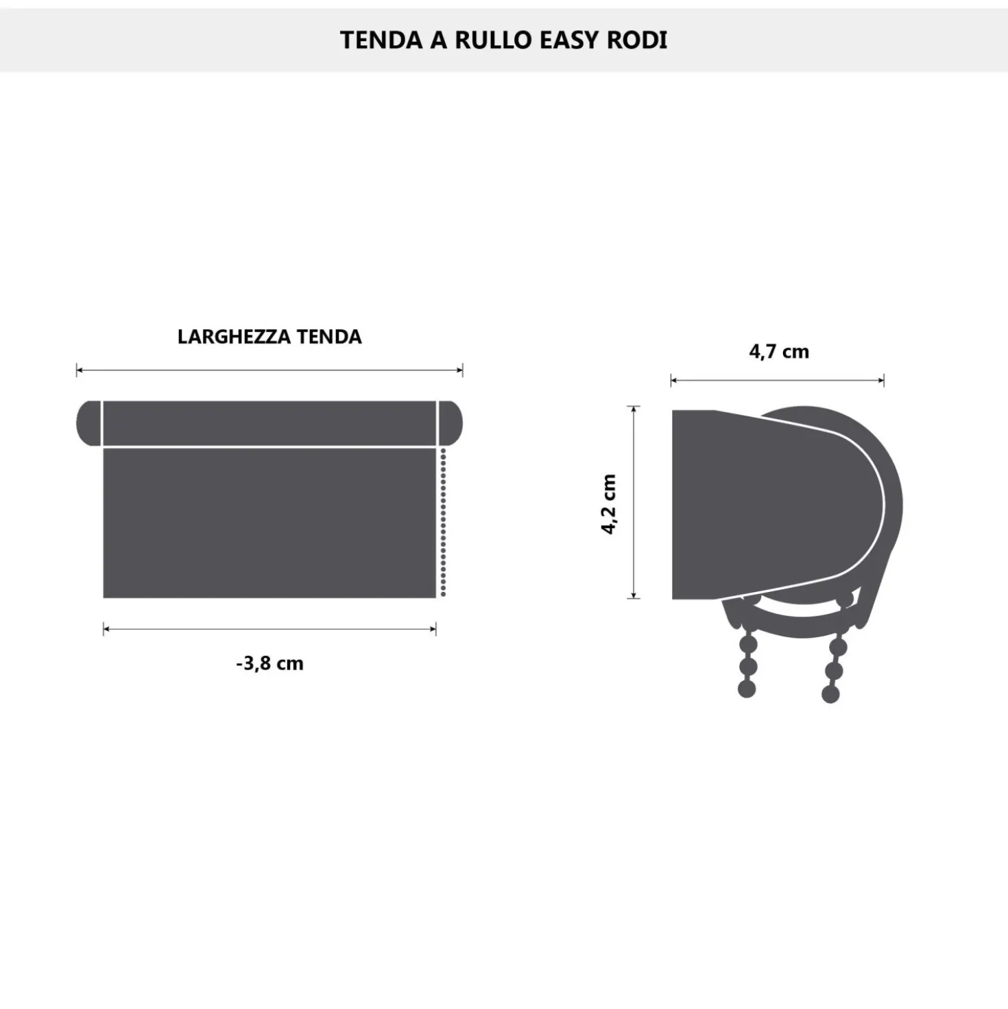 Tenda a rullo semifiltrante Rodi L 60 x H 252 cm grigio scuro
