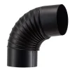 Tubo curva porcellanata pieghettata nero opaco 90° Ø 12 cm