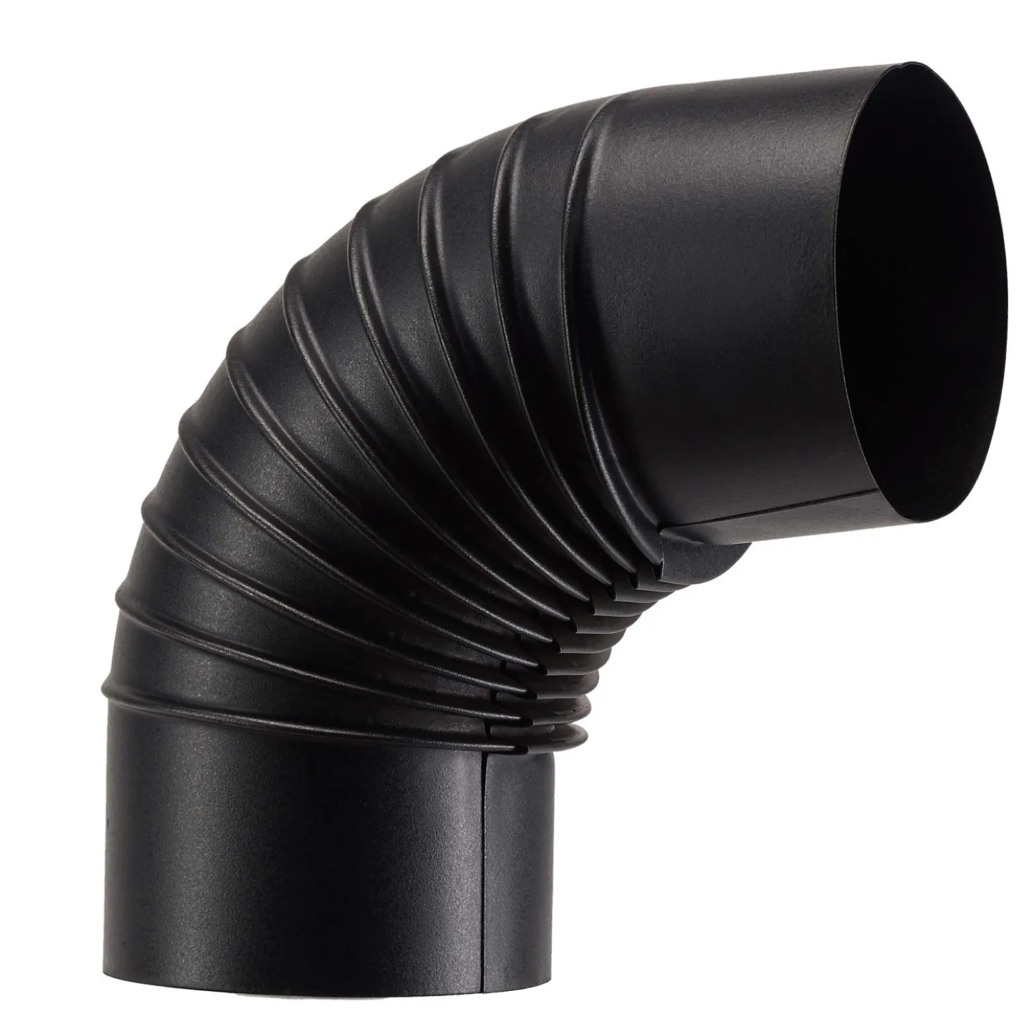 Tubo curva porcellanata pieghettata nero opaco 90° Ø 12 cm