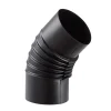 Tubo curva porcellanata pieghettata nero opaco 45° Ø 12 cm