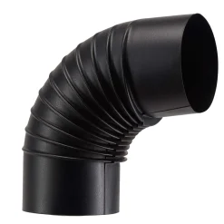 Tubo curva porcellanata pieghettata nero opaco 90° Ø 15 cm