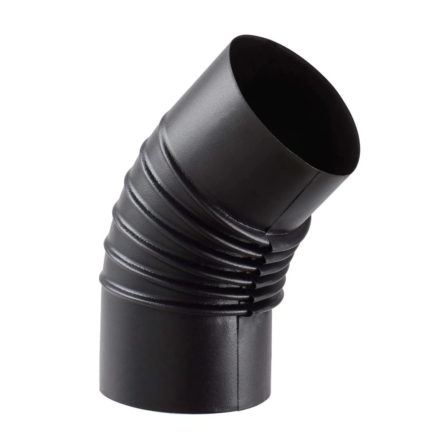 Tubo curva porcellanata pieghettata nero opaco 45° Ø 13 cm