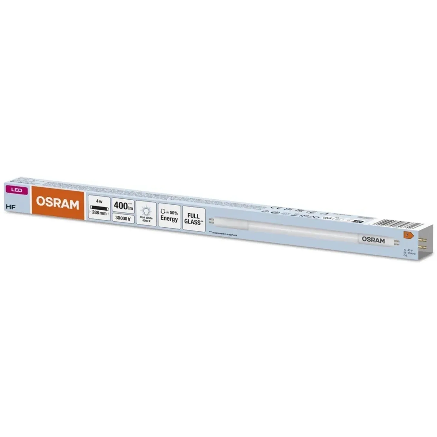 Tubo LED Osram T5 HF L8 CORTO 288 mm 4 W 400 lm 4000 K