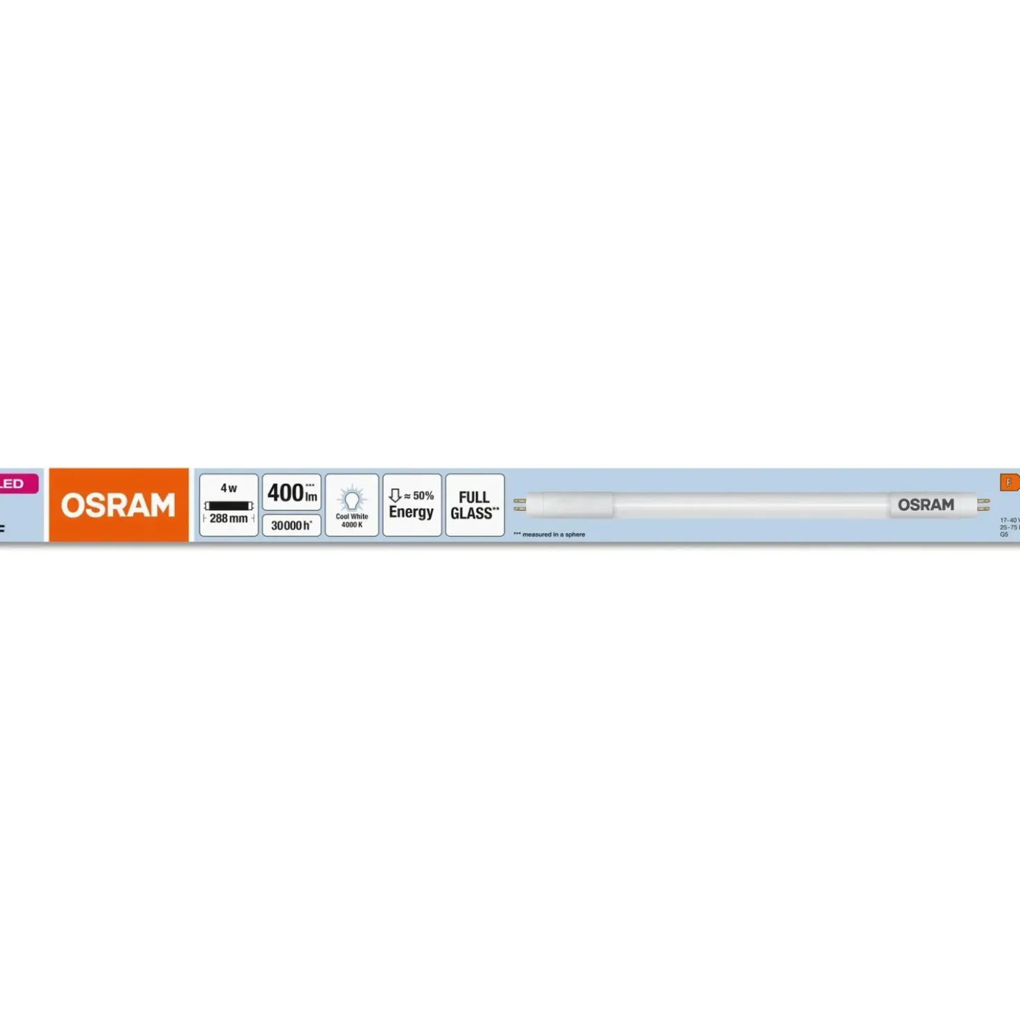 Tubo LED Osram T5 HF L8 CORTO 288 mm 4 W 400 lm 4000 K