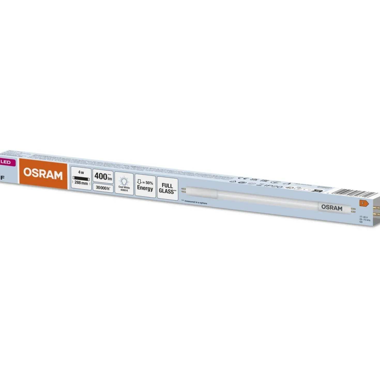 Tubo LED Osram T5 HF L8 CORTO 288 mm 4 W 400 lm 4000 K
