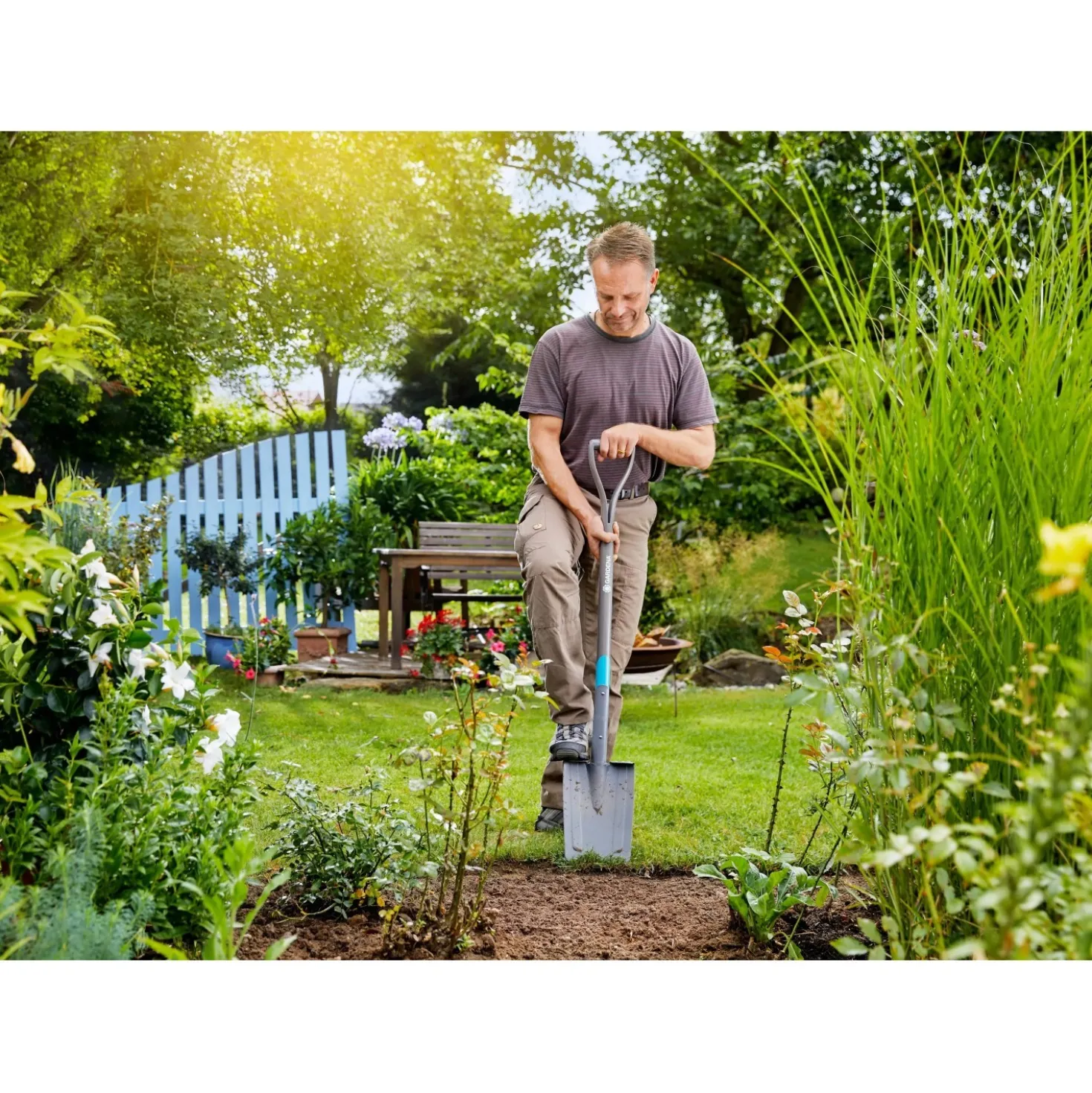 Vanga quadra Gardena NatureLine L 117 cm con manico in legno