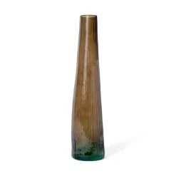 Vaso vitro monofiore scatola avana in vetro Ø9xH40 cm verdone