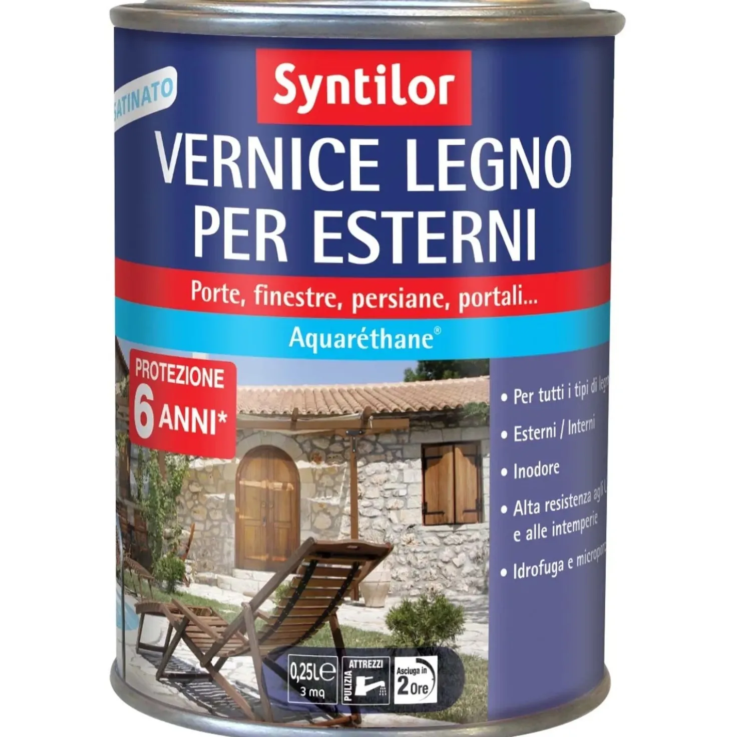 Vernice per legno da esterno satinato ad acqua teck 250 ml